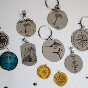 sland prints engraved on pendants