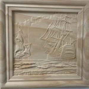 3D Wood Carving – Two Ships